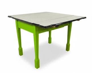 Baker's Table Painted Green with a Metal Top