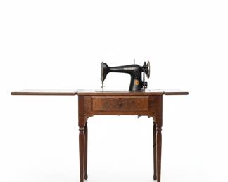 Antique Singer Sewing Machine & Table