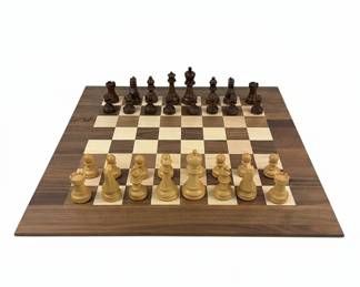 Levenger Wood Chess Board and Chess Pieces
