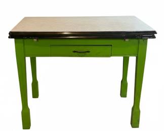 Baker's Table Painted Green with a Metal Top
