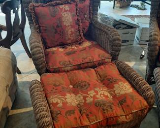 #71+#72  Wicker Chair w/Ottoman  30"Wx33"Dx42"H   $195 each