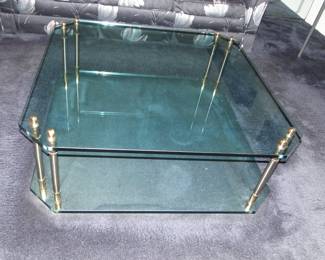 Glass and brass coffee table