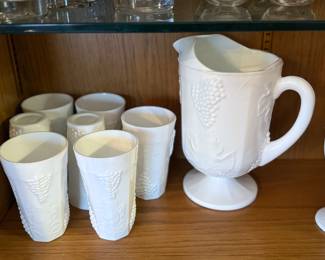 Milk Glass Pitcher Set 