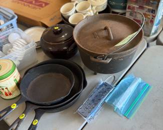 Cast Iron Pans and Pot 