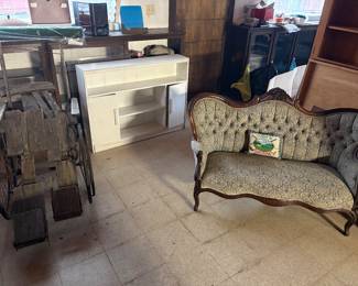 Primitive Wheelchair, Antique Loveseat