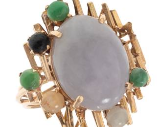 Modernist Jade, 14k Yellow Gold Ring