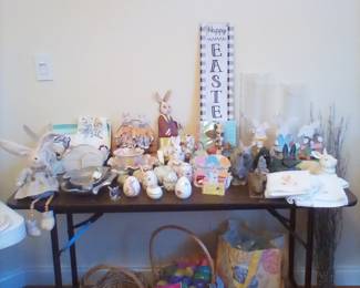 Easter decor.  Many eggs of all sorts of styles and design.  