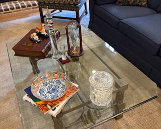 Exceptional ( heavy) glass top coffee table 