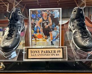 Tony Parker signed shoes, encased