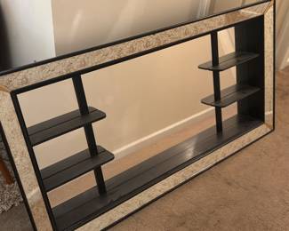 Stunning mid-century modern black mirrored wall shelf