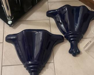 Beautiful deep blue hanging wall pots