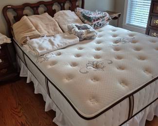 Mahogany Queen  Headboard with new bedding