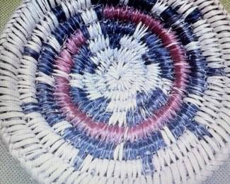 Navajo spirit / wedding bowl. Hand woven. HiBid link: https://modestlambestatesales.hibid.com/