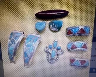 Navajo silver jewelry. HiBid link: https://modestlambestatesales.hibid.com/