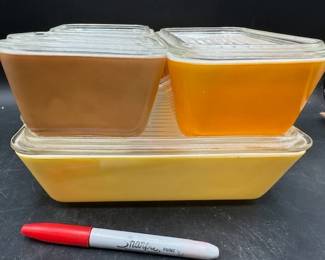 PYREX refrigerator. HiBid link: https://modestlambestatesales.hibid.com/