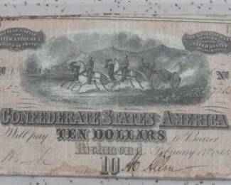 1864 $10 Confederate Note