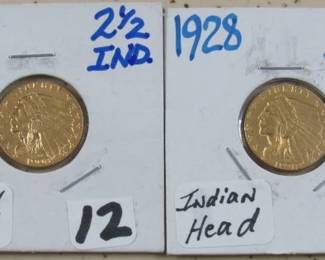 Gold Indian Head $2.50 Coins