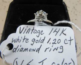 Vintage 14K White Gold 1.20 ct. Diamond Ring