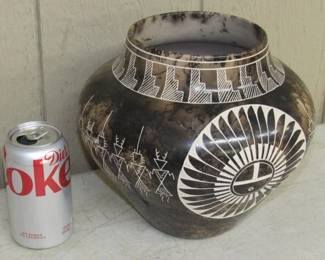 Indian Pottery Horse Hair Vase