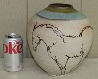 Indian Pottery Vase w/Horse