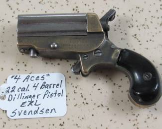 "4 Aces" .22 Caliber 4 Barrel Dillinger Pistol by ERL Svendsen