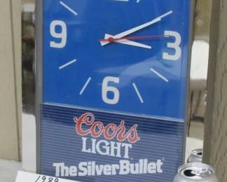 1989 Coors Light Clock - Lights Up & Runs