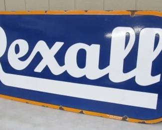 6' - 1950's Porcelain Rexall Sign - Maker Marked