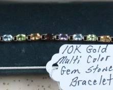 10K Gold Multi Color Gem Stone Bracelet