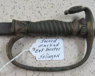 Sword marked E & F Horster Solingen 