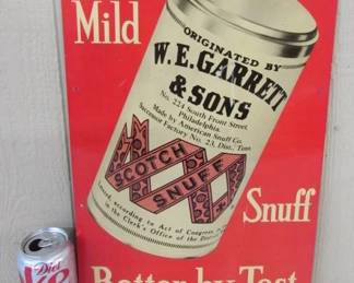 Metal W.E. Garrett Snuff Sign