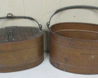 1930's - 1940's Hand Hammered Copper Minnow Bucket