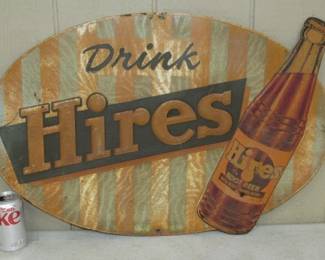 1950's Metal Embossed Hires Root Beer Sign