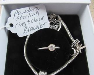Pandora Sterling Ring & Charm Bracelet