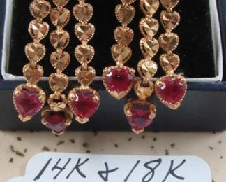 14K & 18K Gold & Ruby Earrings