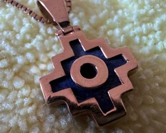 Sterling Silver Necklace with 18K Gold Incan Cross Pendant
