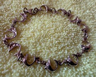 Sterling Silver Double Dolphin Bracelet