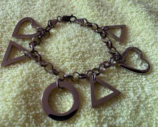 Sterling Silver Bracelet with Metal Greek Letter Charms