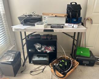 Office, printers, computer accessories, safe, camera, clocks, cameras, VHS, TV’s