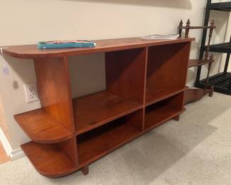 Handmade mid-century console table/shelving unit. (Made of oak we’re thinking)