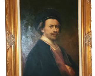 Large Rembrandt self portrait oil painting