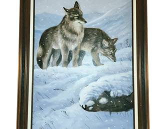 oil painting wolves