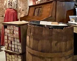 ANTIQUE WINE BARREL USED FOR TRASH CAN