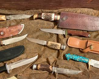 HUNTING KNIFE COLLECTION-VINTAGE BUCK KNIFE, CUSTOM KNIVES WITH ANTLER HANDLES
