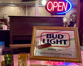 BUD LIGHT MIRRORED SIGN