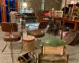 VINTAGE METAL SHOE DISPLAY RACK FROM SPANIHEL & SONS DRY GOODS