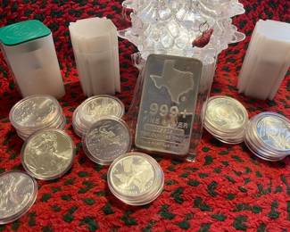 10 OUNCE .999 SILVER TEXAS SILVER BULLION BAR, .999 1 OUNCE SILVER COINS-TEXAS BULLIONS, INDIAN HEAD/BUFFALO AND AMERICAN EAGLE SILVER COINS