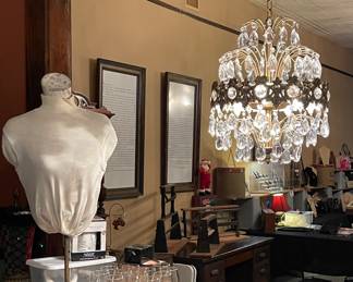 VINTAGE MANNEQUIN, VINTAGE CRYSTAL CHANDELIER