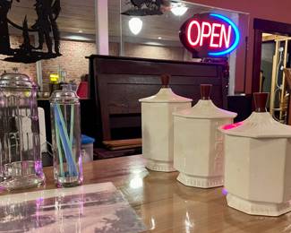 STRAW DISPENSERS, VINTAGE CANISTERS