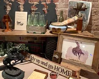 VINTAGE ALUMINUM COKE TRAY, DOMINOES, WESTERN DECOR