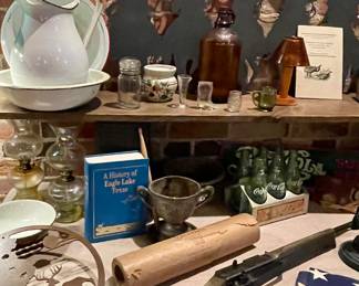 ENAMELWARE, METAL CUT OUTS, OLD FLAG